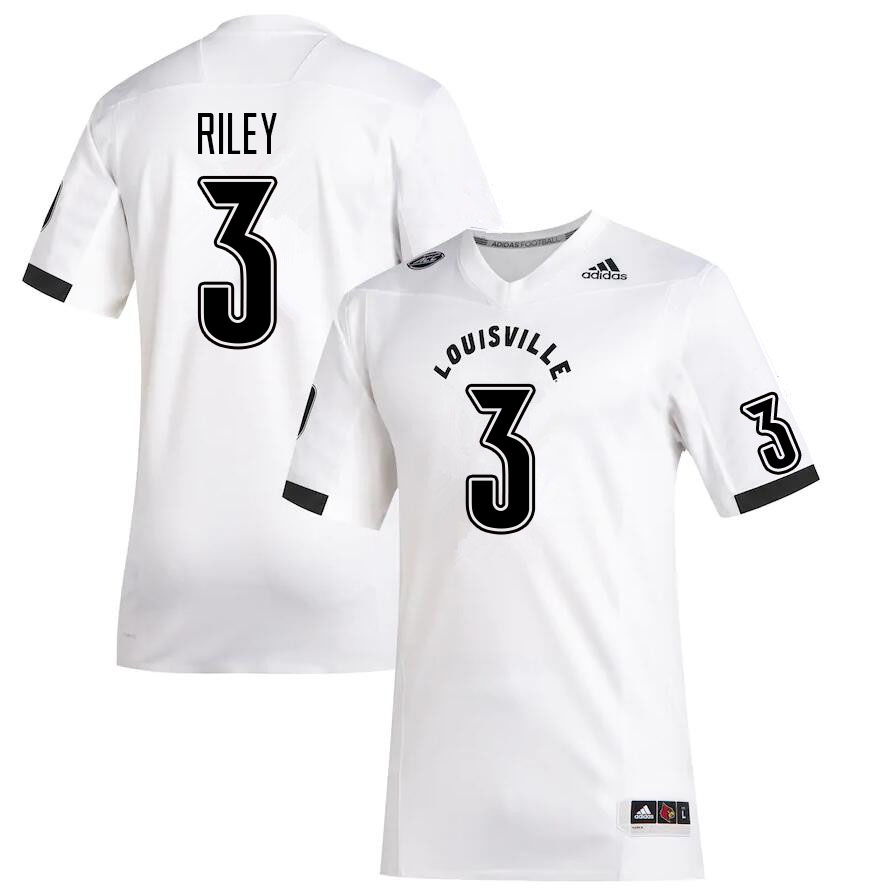 Men #3 Quincy Riley Louisville Cardinals College Football Jerseys Sale-White - Click Image to Close
